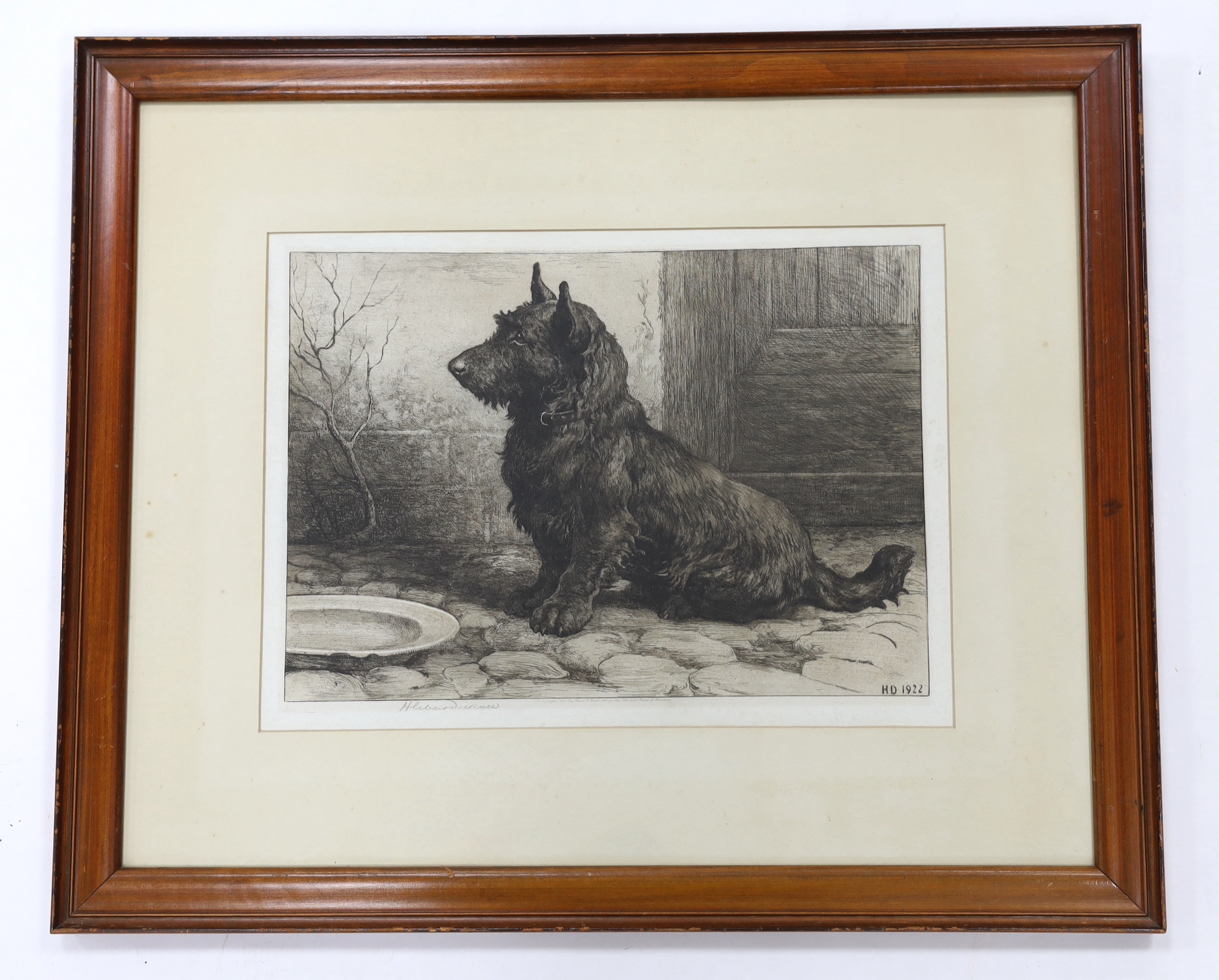 Herbert Dicksee (1862-1942), etching, 'Forgotten', signed in pencil, publ. 1923, inscribed label verso, 30 x 41cm